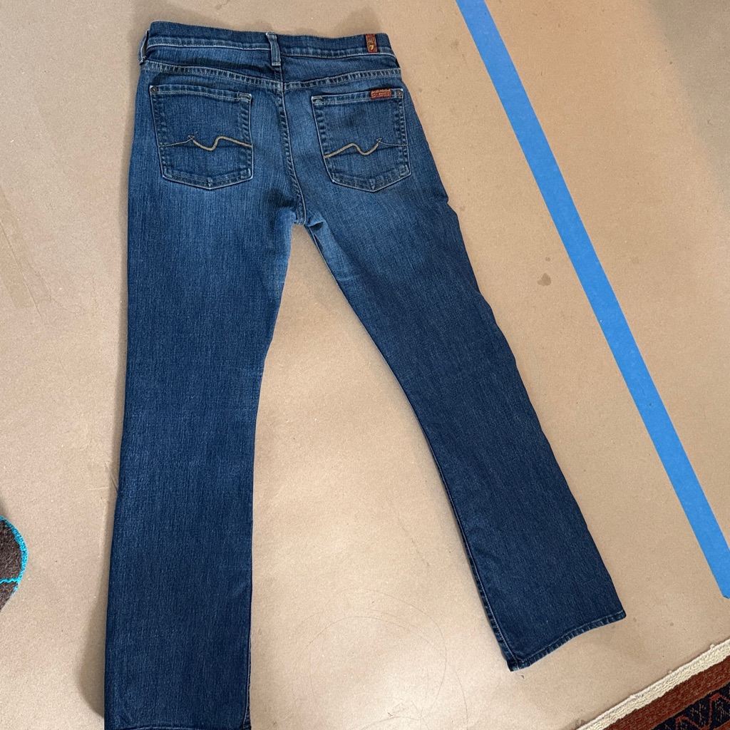 7 For All Mankind Brown Woven Brand Tag On Denim